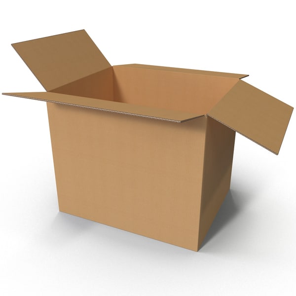 3d model open cardboard box