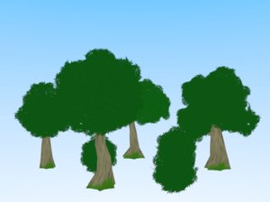 trees bushes anime cartoon 3d model