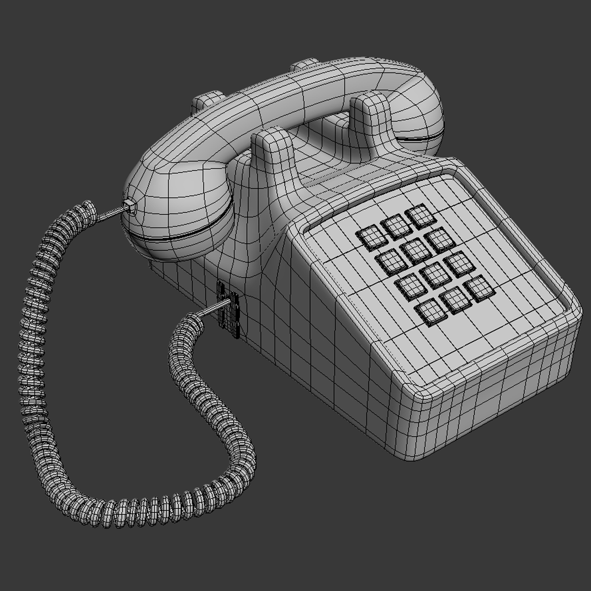 3d model traditional corded phone