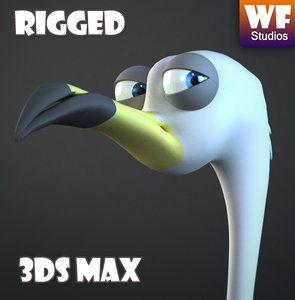 3ds max cartoon flamingo rig character