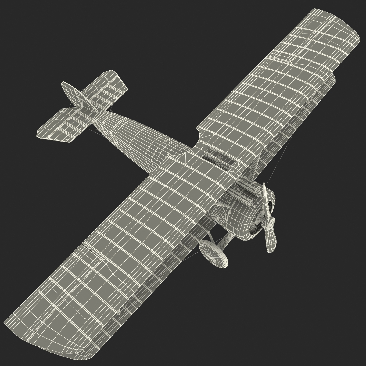 british wwi biplane fighter 3d model