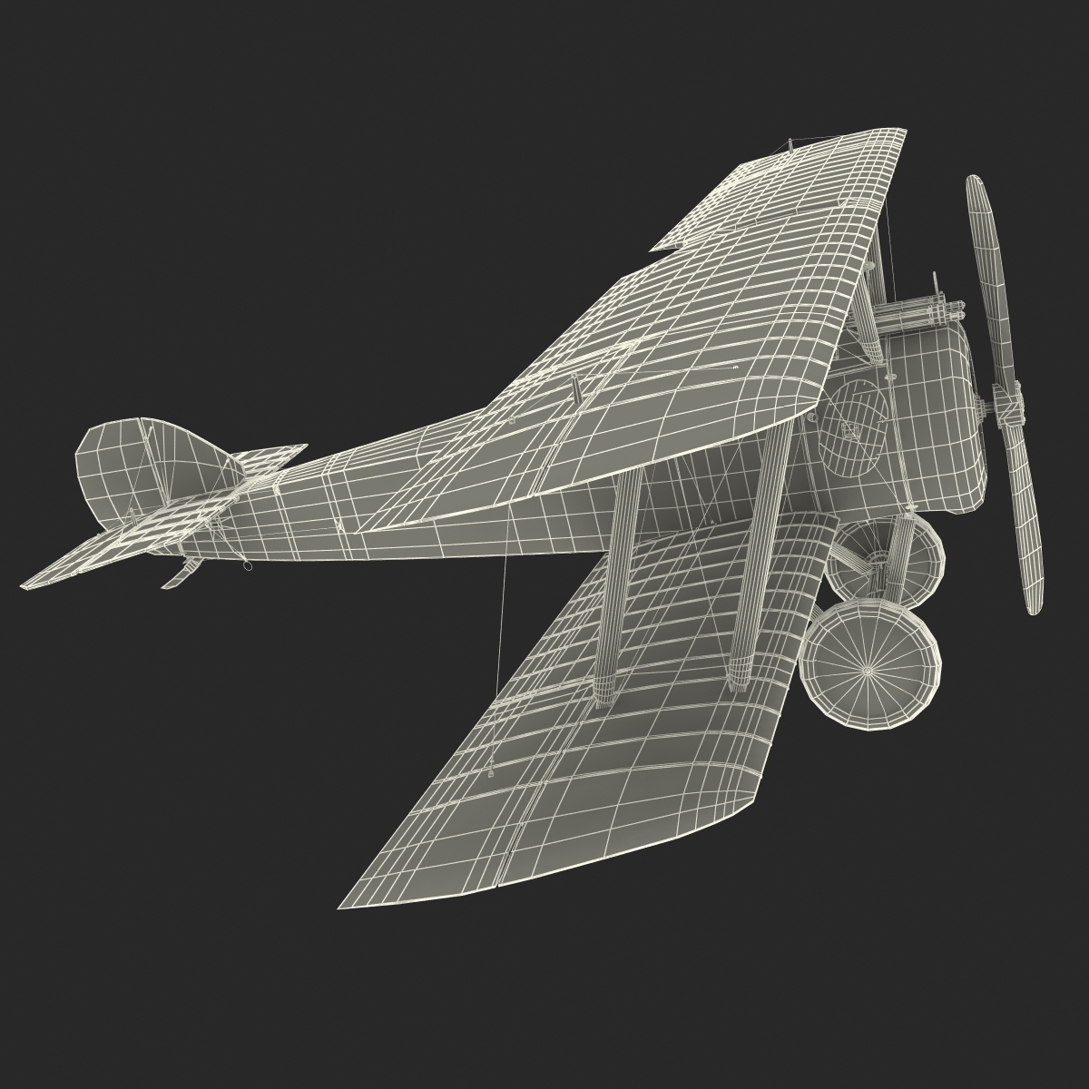 british wwi biplane fighter 3d model