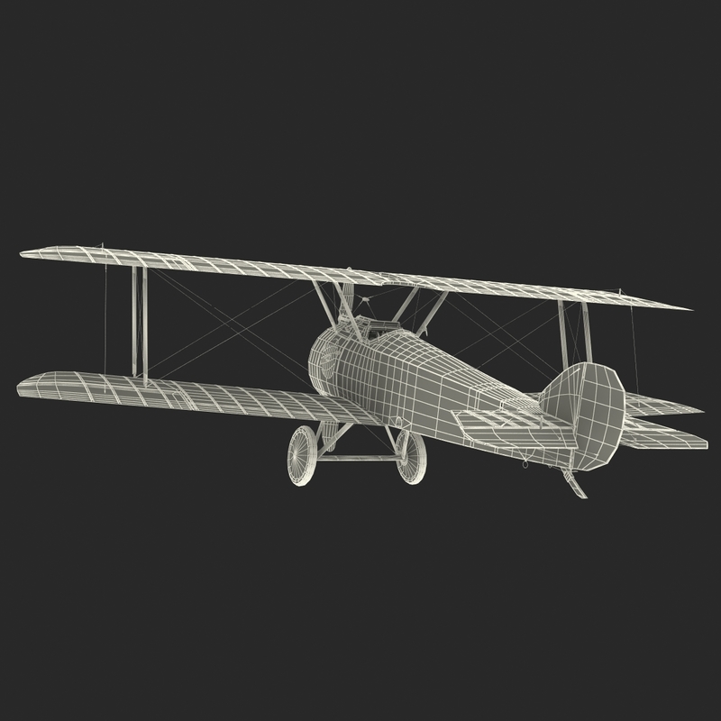 british wwi biplane fighter 3d model