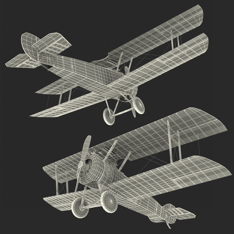 british wwi biplane fighter 3d model