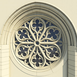 3d gothic rose window architectural model