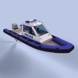 3d model rigid inflatable boat police