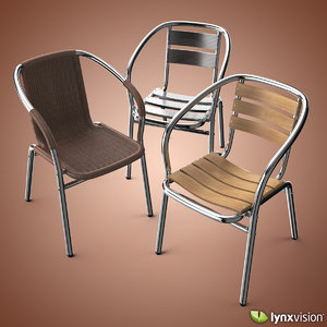 aluminum chairs outdoor 3d model