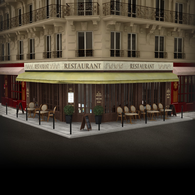 3d model  france restaurant  facade 