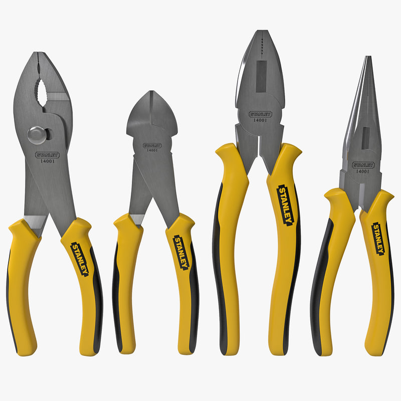 4piece pliers set stanley 3d model
