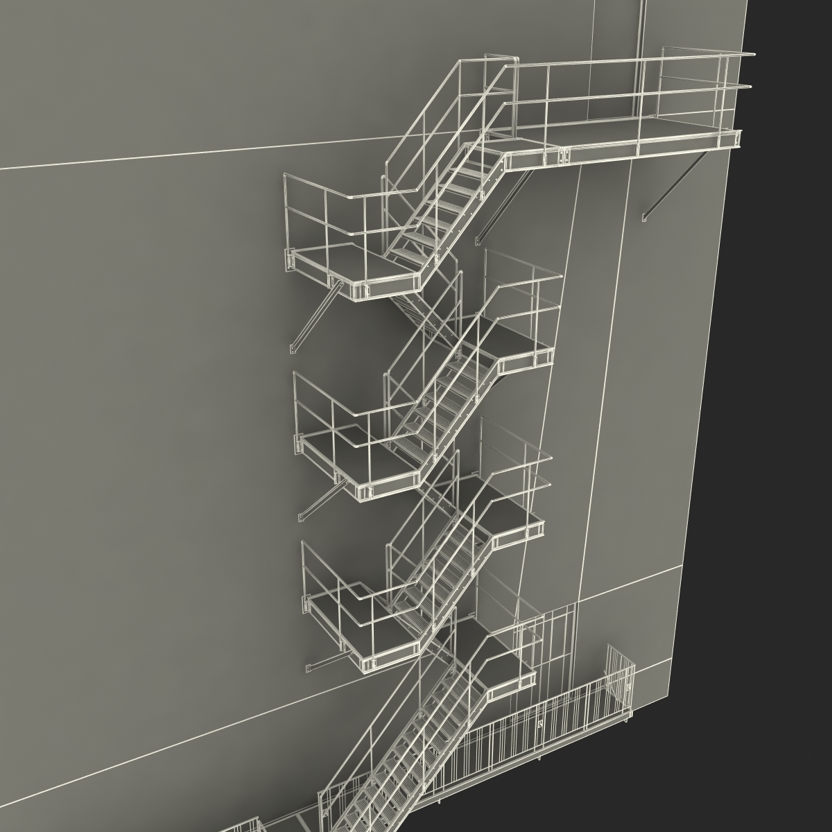 3dsmax escape stairs