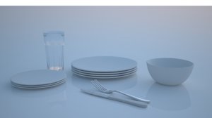 3d model plates glass knife
