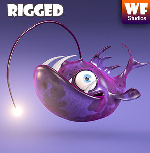 3d model rig character cartoon anglerfish