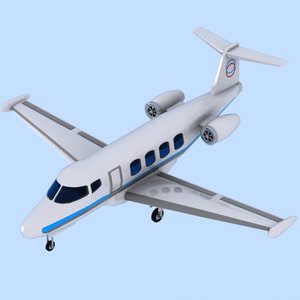 3d cartoon private jet model
