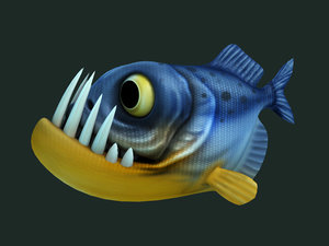 piranha cartoon 3d obj