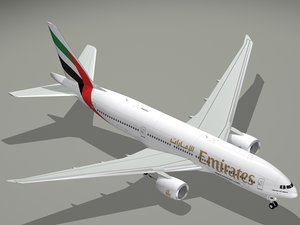 b 777-200 lr emirates 3d c4d
