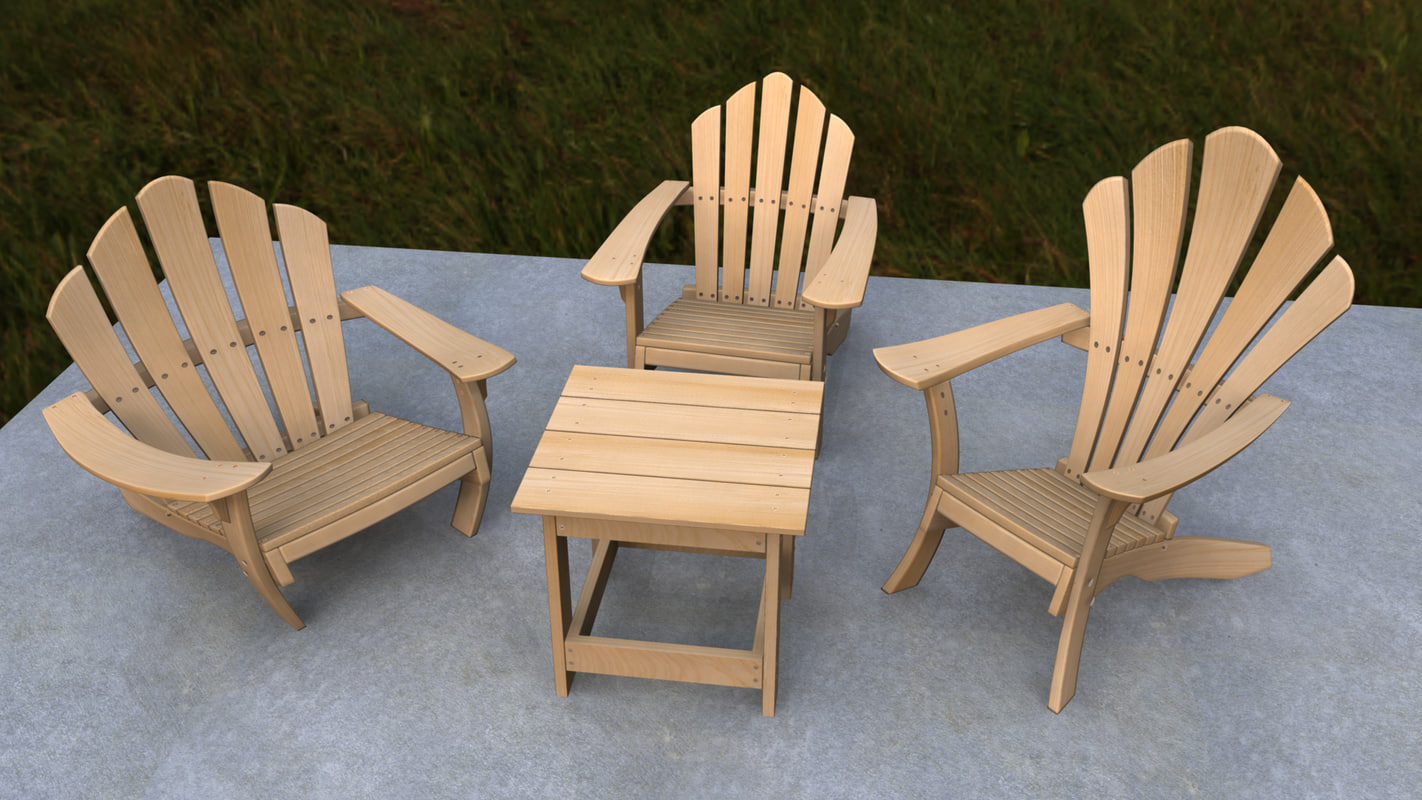 cartoon adirondack chair rigged 3d model