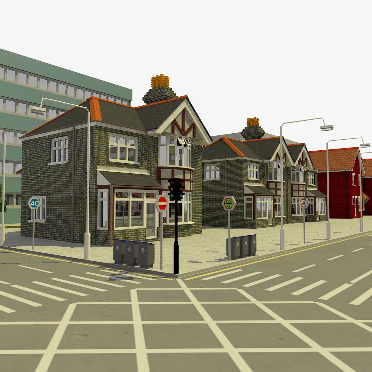 3d city urban neighborhood block