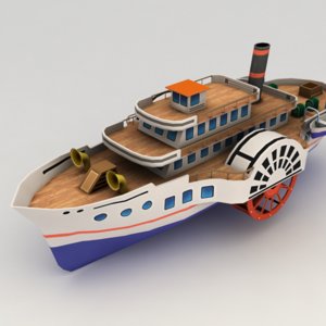 3d paddle steamer boat model