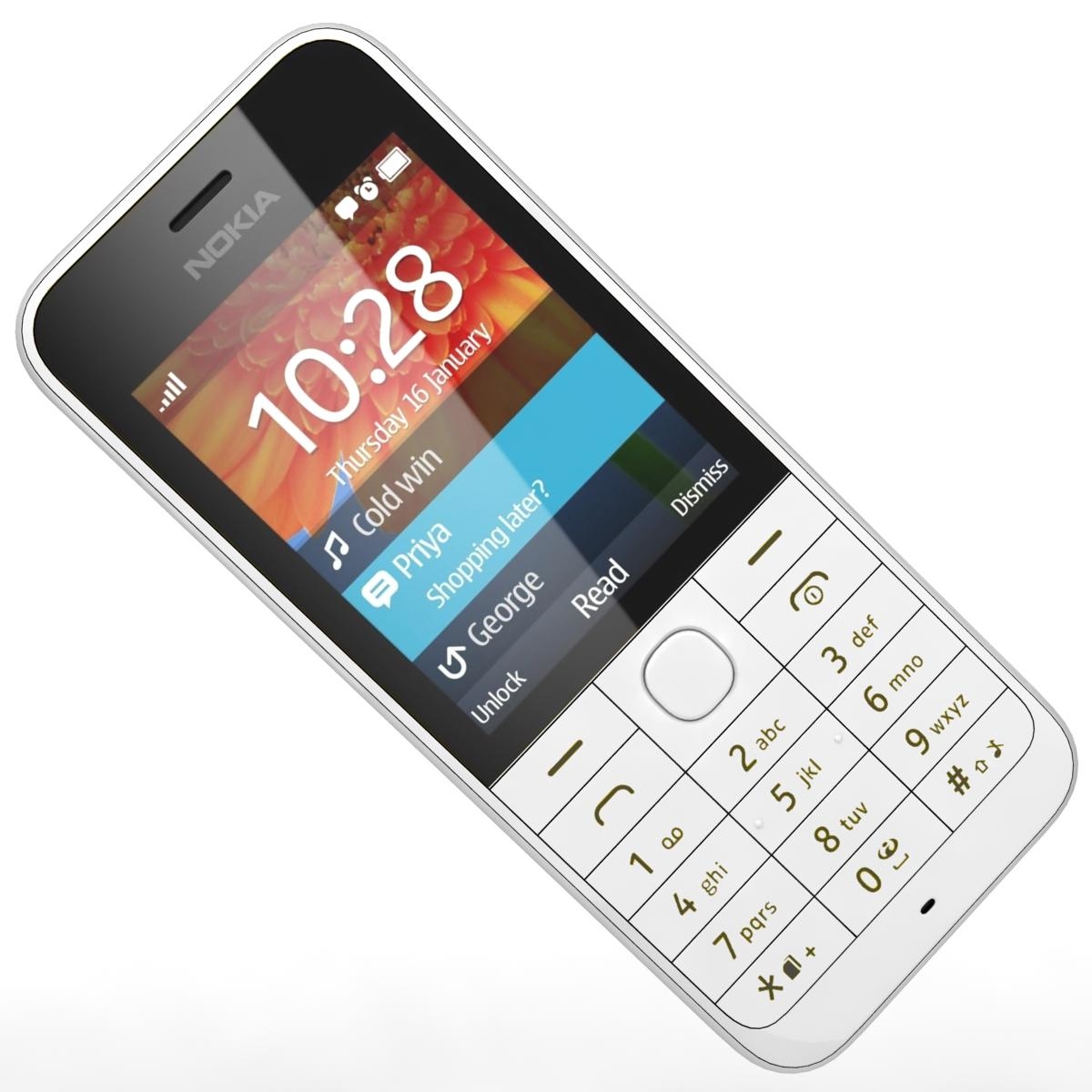 3d nokia 220 white model