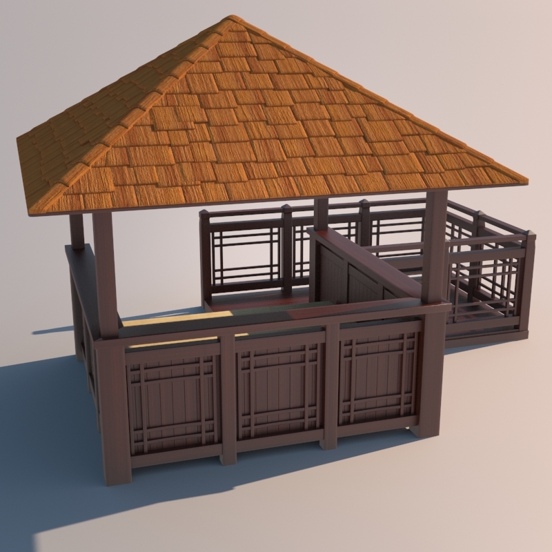 wood gazebo obj