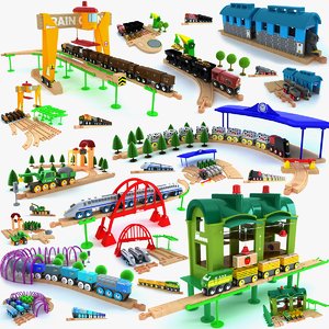 3d model kids train toys set