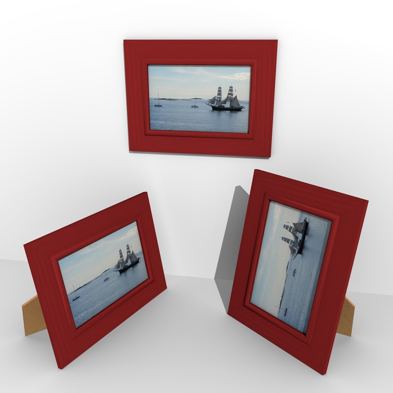 wooden photo frame 3d obj