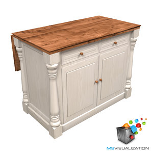 colonial kitchen island table 3d model