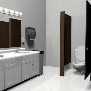 bathroom set public restroom 3d c4d