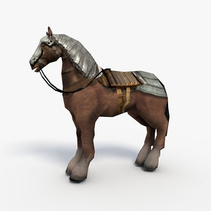 armored horse saddle 3d
