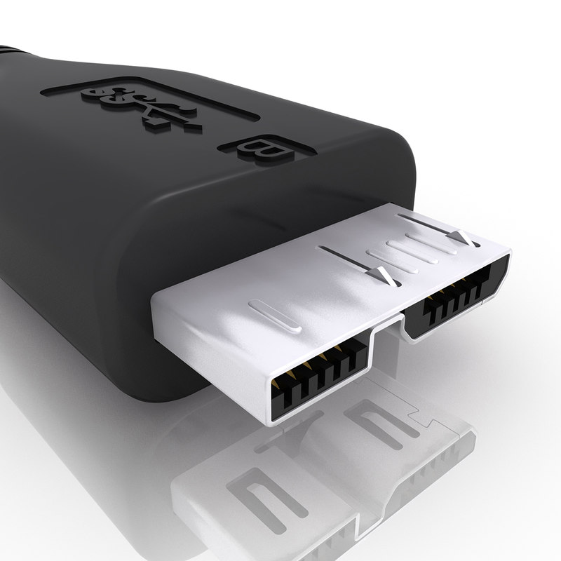 usb3microb公头连接器3d模型