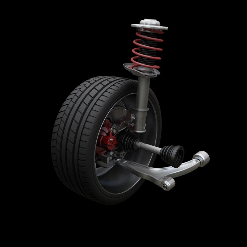 free car 3d undercarriage model mcpherson suspension model 3d