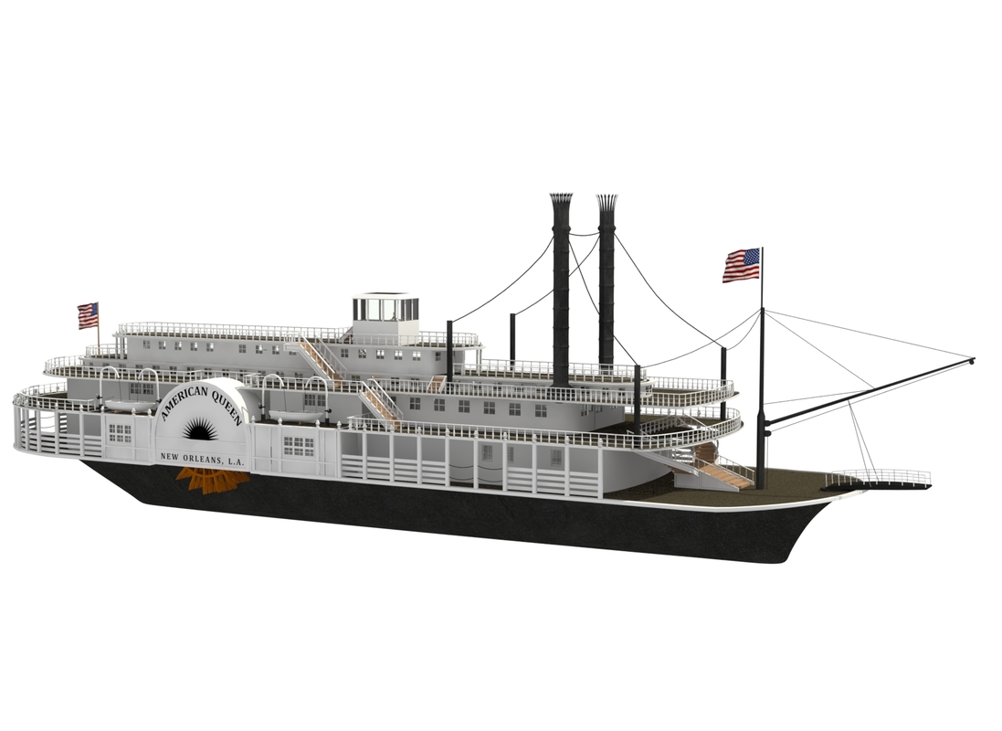 historic paddle river boat 3d model