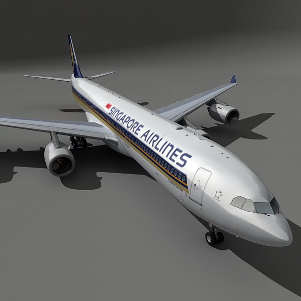 空中客车a340-500新加坡航空公司3d模型
