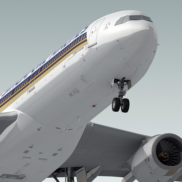 空中客车a340-500新加坡航空公司3d模型