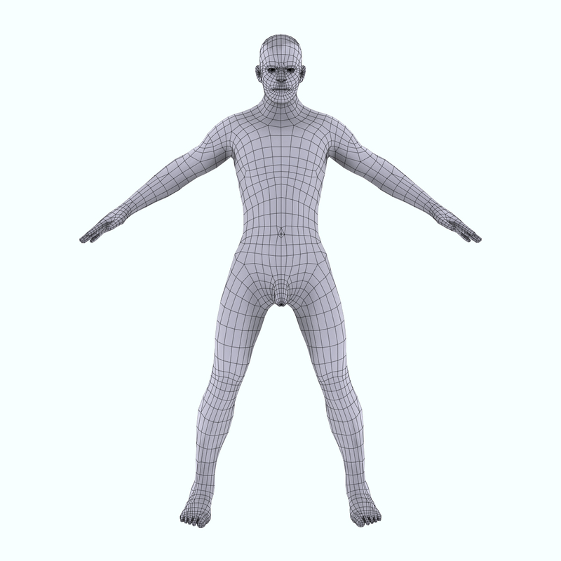 human anatomy male body skin 3d dxf