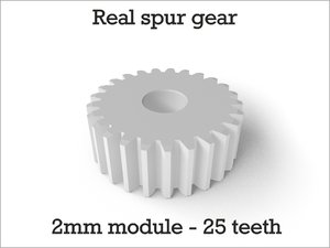 3d model of real spur gear 2mm