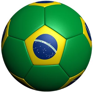 3d model of brazil soccer ball flag