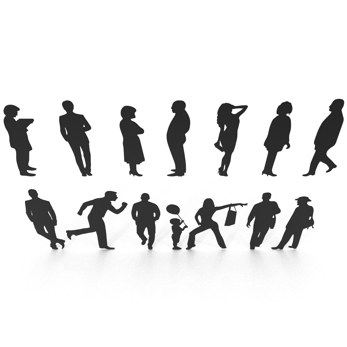 3d people silhouettes