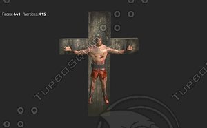 3d model man crucified wooden cross