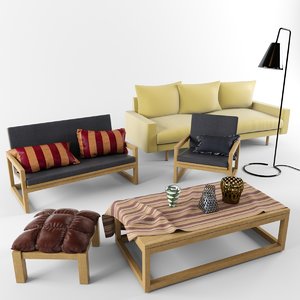 3d model mebel set armchair coffee table