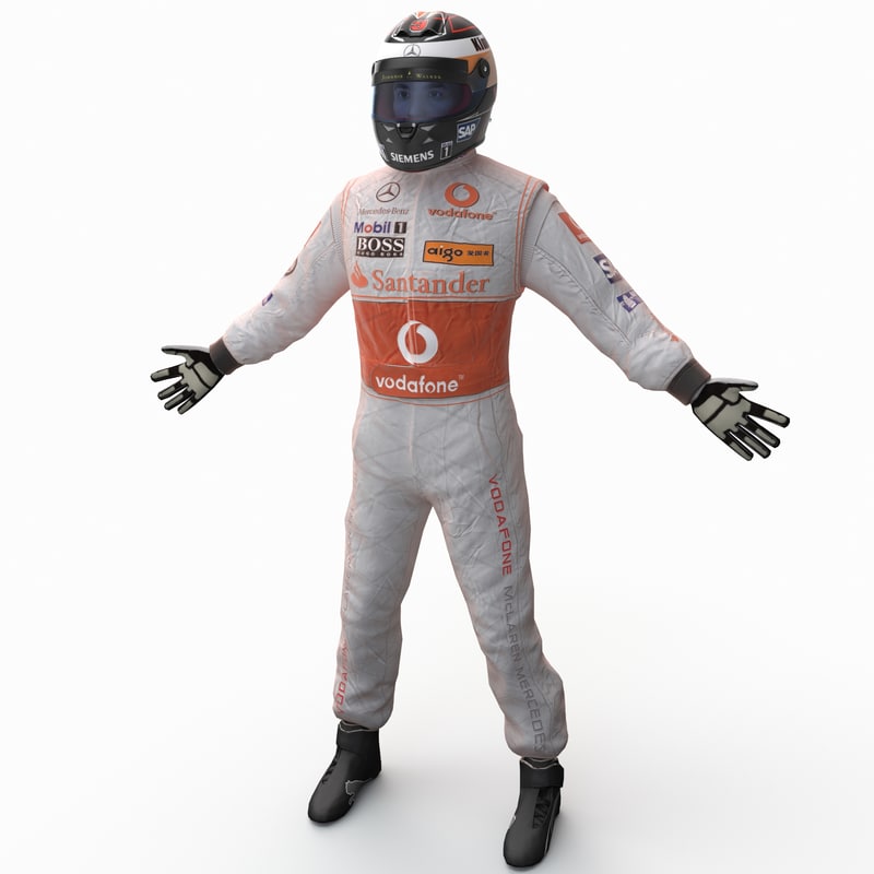 3d model racing driver mercedes rigged