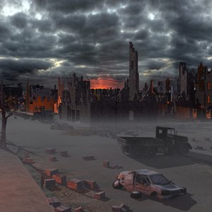 destroyed city street 3d max
