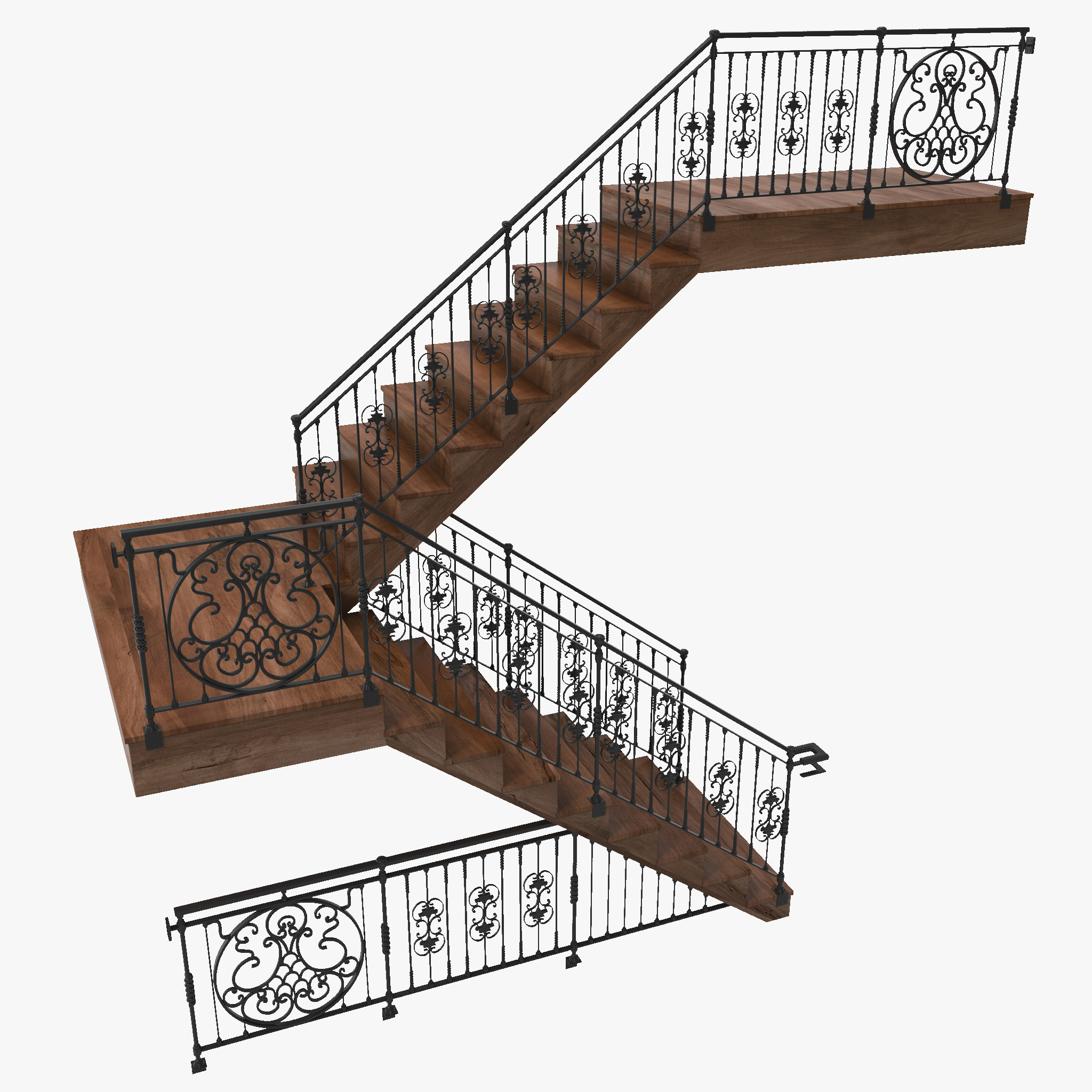 3d model staircase ornate railings