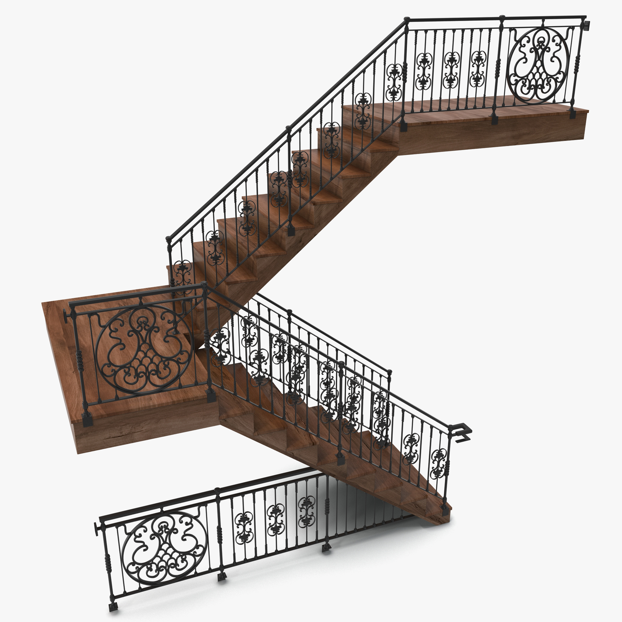 3d model staircase ornate railings