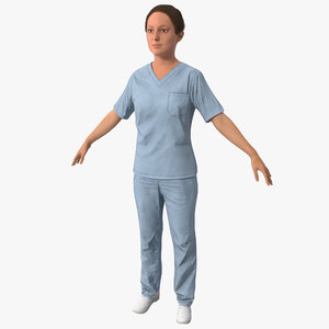 3d model nurse rigged 2