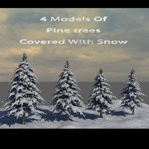 pine trees covered snow 3d max