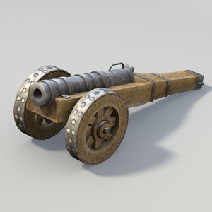 3d model of middle age cannon weapon