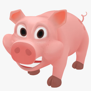 cartoon pig rigged 3d model