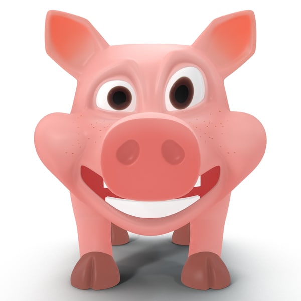 cartoon pig rigged 3d model