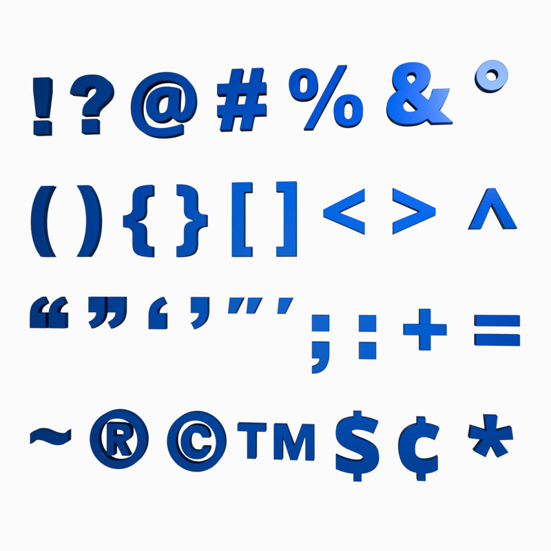 3d punctuation marks